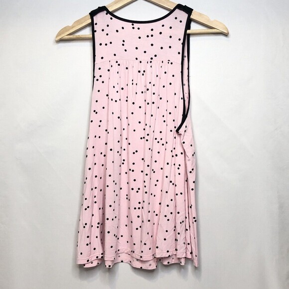 Kate Spade New York Scattered Dot PJ Tank Top SMALL Pink Polka Black Soft Bow - Picture 2 of 8